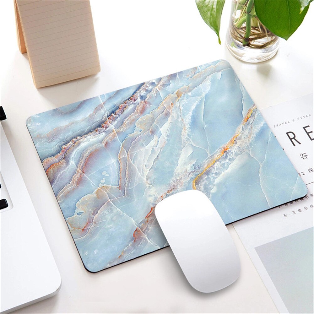 Marble Nordic Style Small Mouse Pad Computer Laptop Mousepad Rectangle Non-slip Rubber Base Deskpad Table Mat Desk Accessories