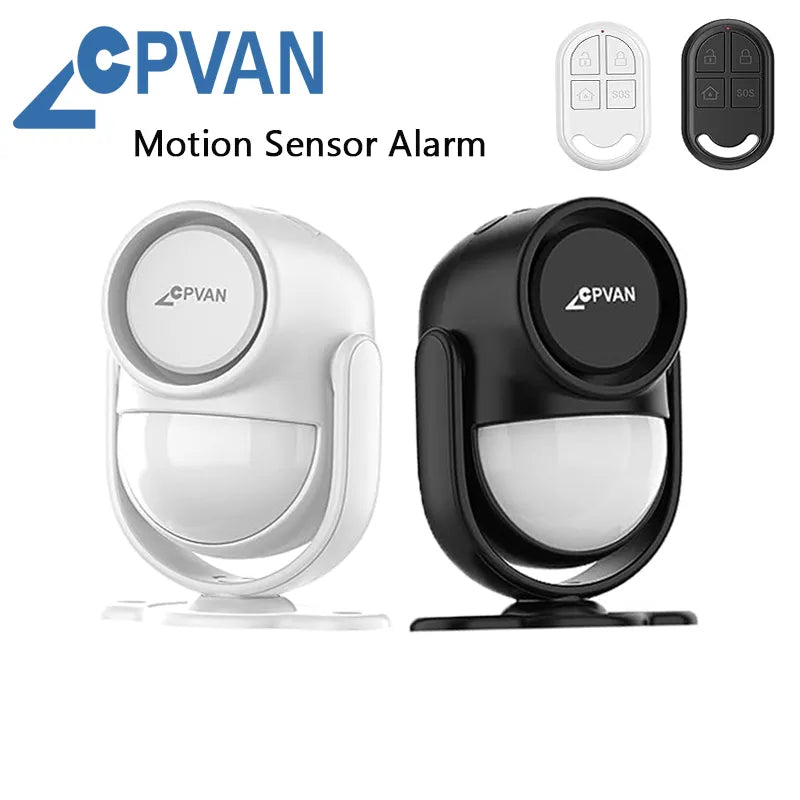 CPVAN Motion Sensor Alarm with Remote Control, Indoor Wireless Infrared Security Motion Detector with Siren (3*AA Batteries)