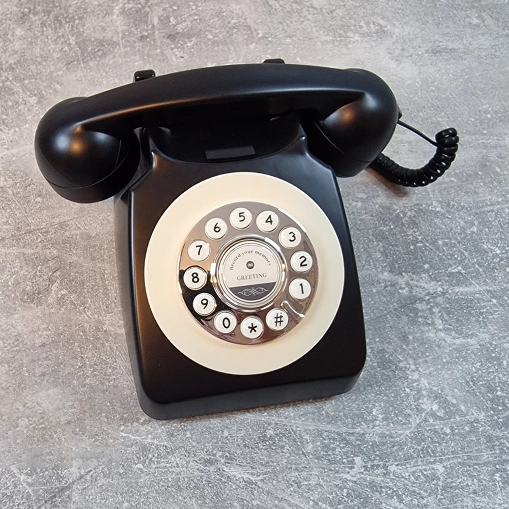 Wholesale Wedding beige Recorder Audio Guestbook Antique Telephones with Recording Function Retro Keypad Phone