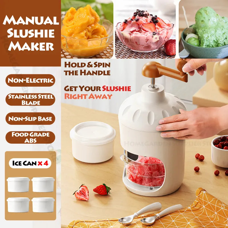 Manual Slushie Maker Ice Crusher Smoothie Slushy Machine Cup Icy Flavor Frozen Drinks Slush Homemade Kitchen Accessories Mojito