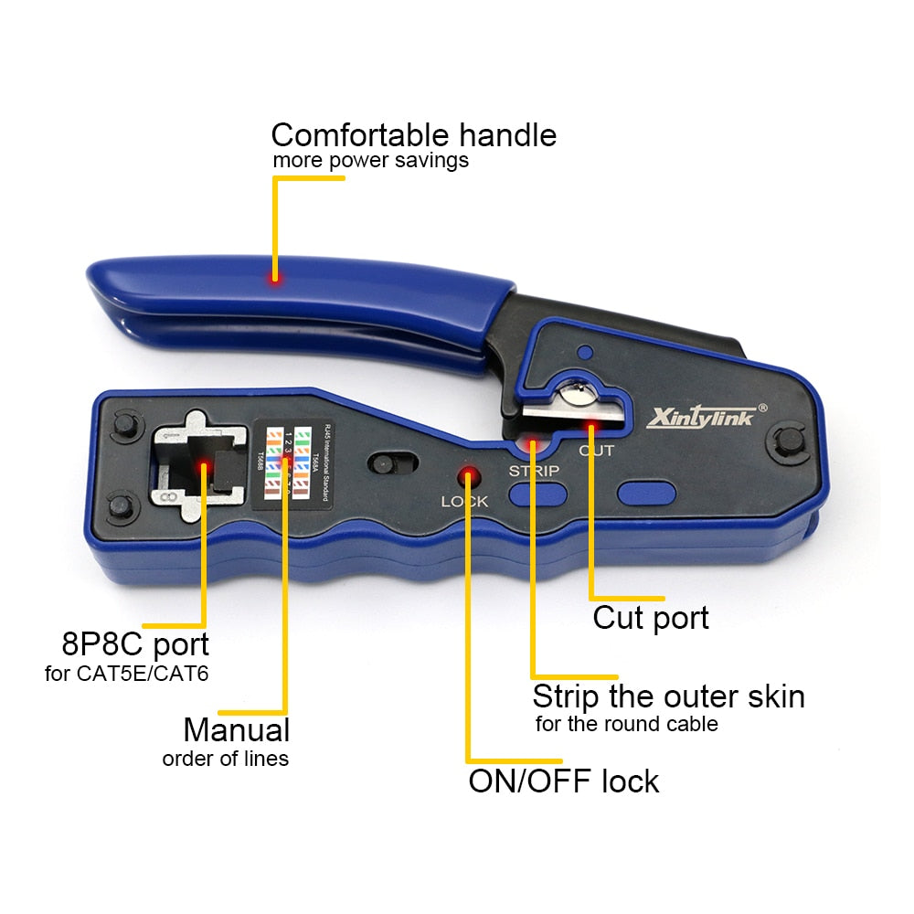 xintylink rj45 clamping tool crimper hand network pliers cat5 cat6 ethernet cable Stripper pressing clamp tongs clip lan cutter