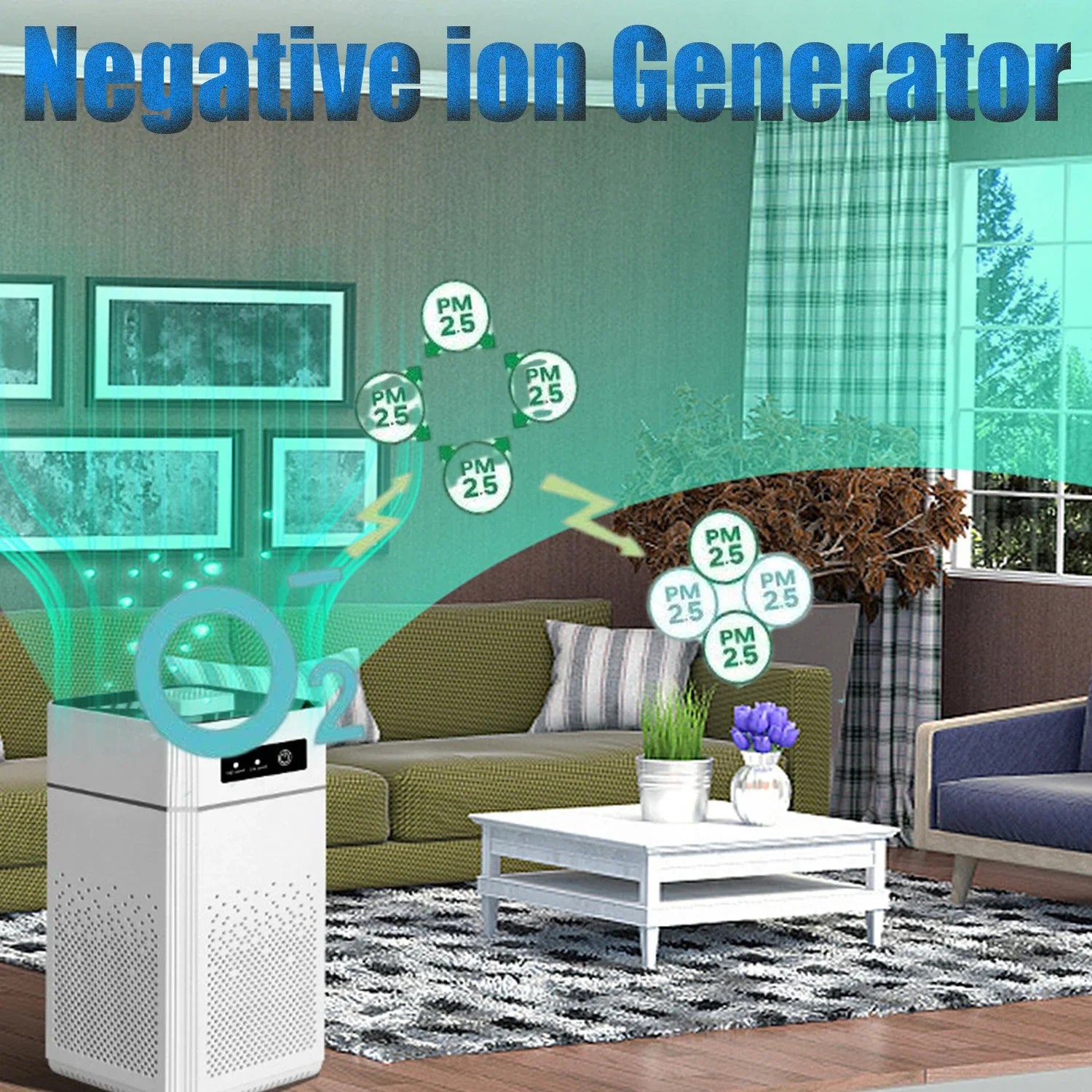 Air Purifier,Negative Ion Generator,Harmful Smoke Dust Remover,HEPA  Activated Carbon Nano Sterilization Filter for Home Bedroom