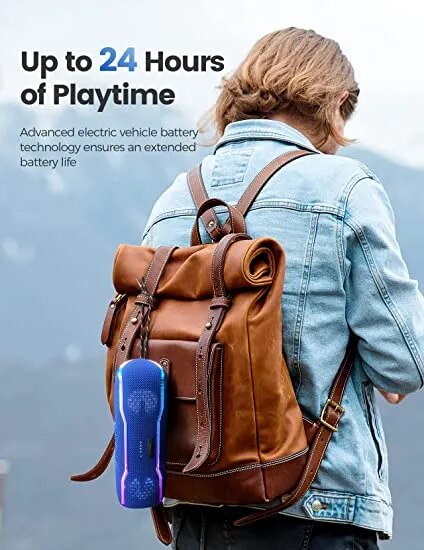 WISETIGER IPX7 Portable Bluetooth Speaker True Wireless Stereo BT5.3 25W Surround Sound Speaker Colorful Light For Party Camping