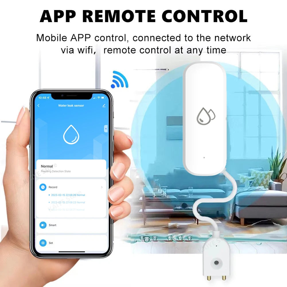 Tuya Water Leakage Sensor Detector Independent WiFi Flood Water Leak Sensor Home Protection Alarm System Smart Life APP Control