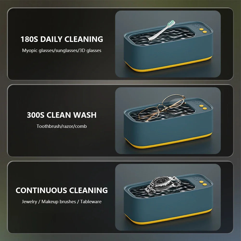 Portable Ultrasonic Cleaning Machine High Frequency Vibration Wash Cleaner Remove Stains Jewelry Watch Glasses Washing Machine