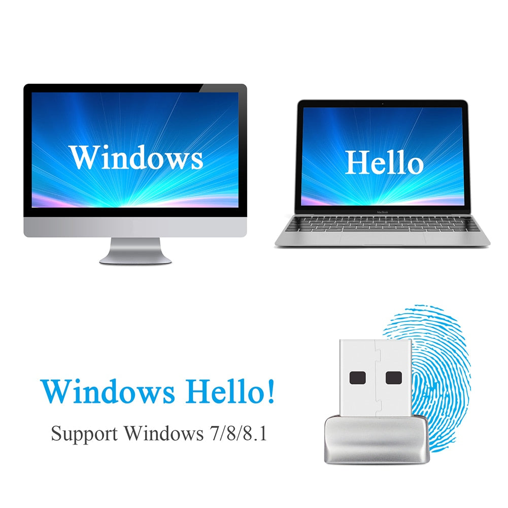 2023 NEW Type C/USB Fingerprint Reader Module for Windows 10 11 Hello Biometric Scanner Padlock for Laptop PC Fingerprint Unlock