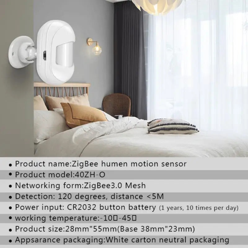 1~5PCS Tuya Zigbee 3.0 Smart Infrared Detectors Motion Sensor Alarm Compatible Smart Life Voice Control Alexa Works With ZigBee