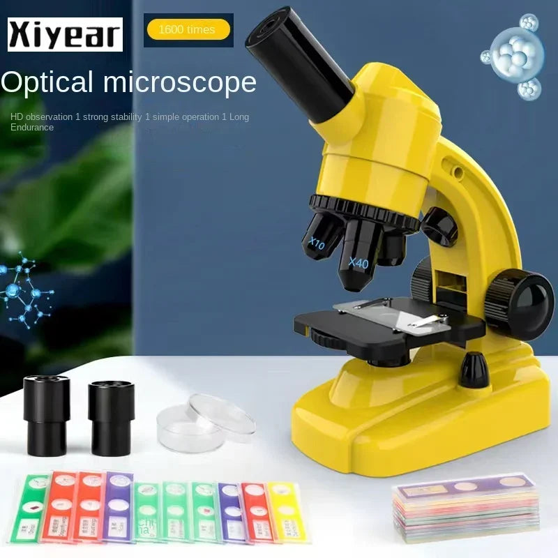 HD Optical Microscope Toys 1600x Biology Children's Science High Magnification Home Use Professional Students Teaching Gifts