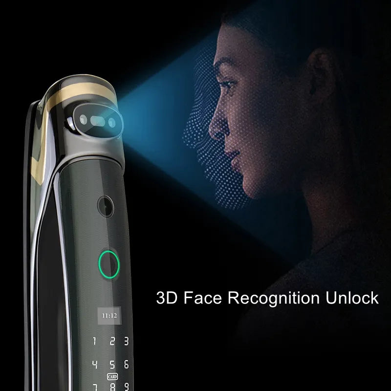 3D Face Recognition Fingerprint Cat Eye Electronic Door Lock Wifi APP Remote Control Home Anti-theft Security IC Card Door Lock