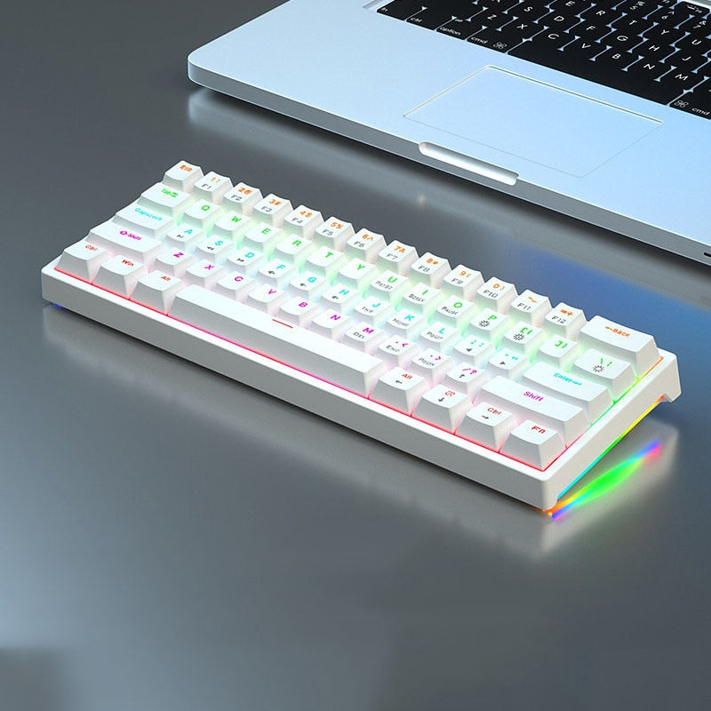 RGB Mechanical Keyboard 61/68 Key Portable Green/red/tea Switch Hot Swappable Wired Computer Laptop Office Game Esports