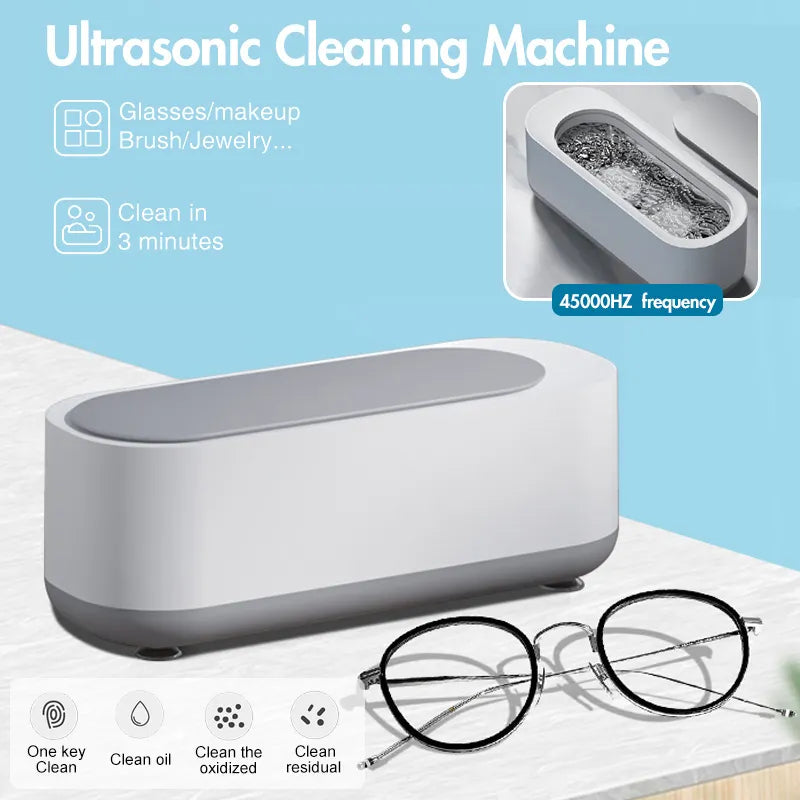 Ultrasonic Cleaning Machine High Frequency Vibration Wash Cleaner Portable Washing Jewelry Glasses Watch Washing Small Ring