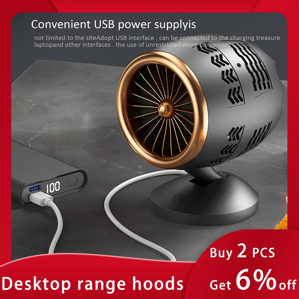 Desktop Range Hood USB Charging Portable Kitchen Exhaust Fan Ventilation Cabinet Kitchen Gadgets Desktop Home Appliances