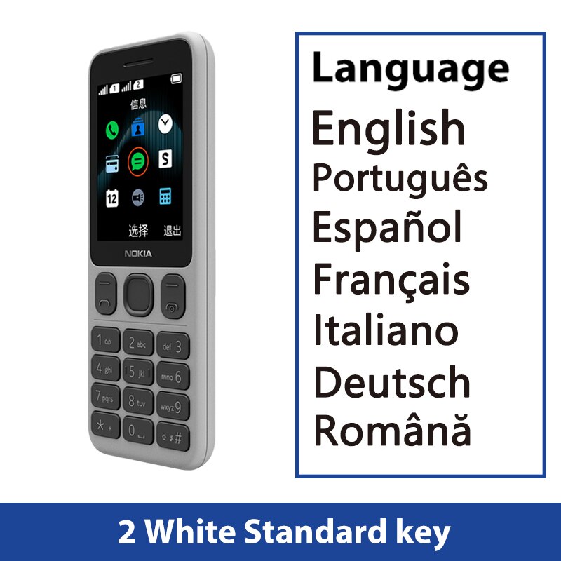 New and Original Nokia 125 2G Mobile Phone Multilingual Dual SIM 2.4 inch Cards FM Radio 1020mAh Feature Mobile Phone