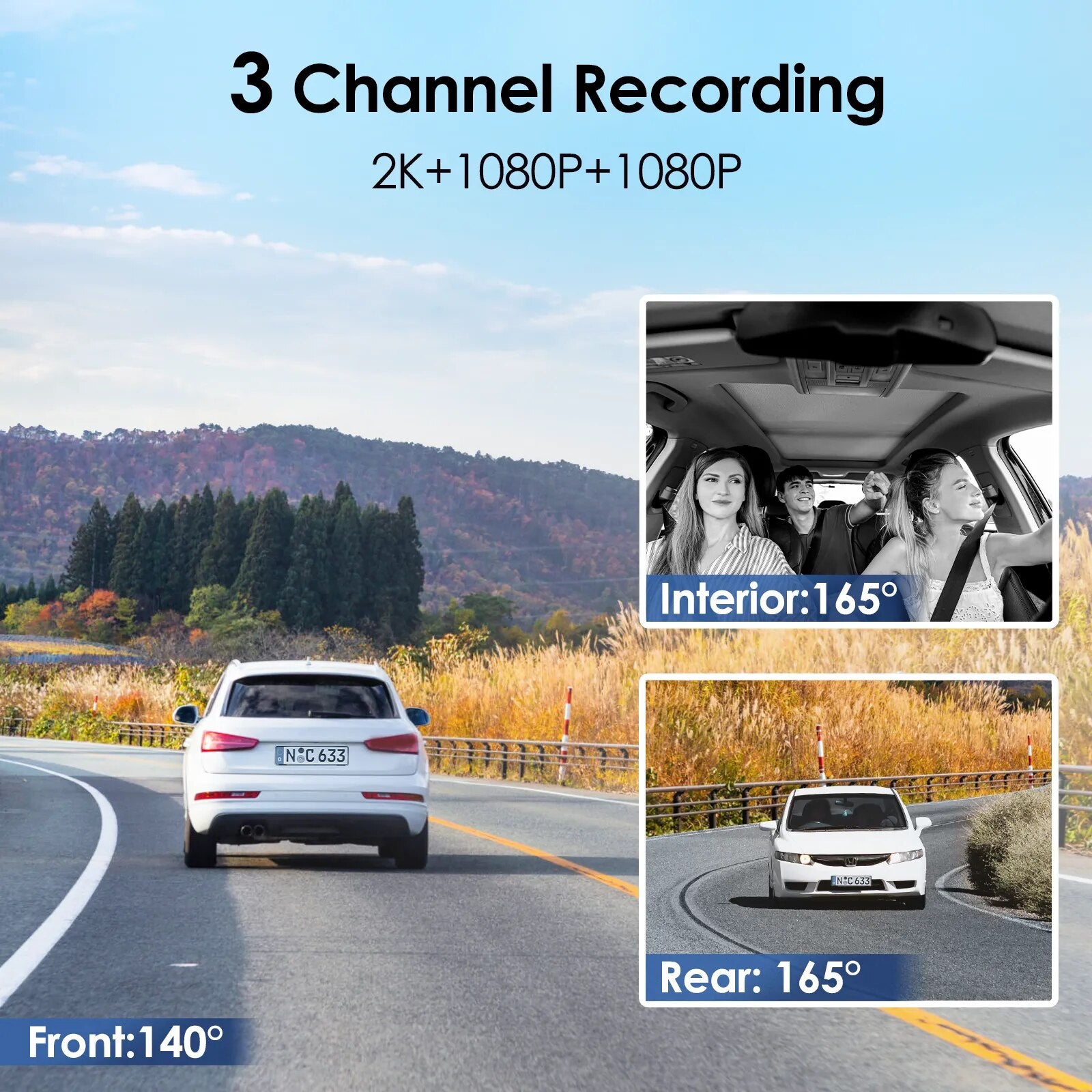 VIOFO T130 Car DVRs 3 Channel Dash Cam Built in WIFI GPS Superior IR Night Vision Car Camera 24 Hour Parking Mode G-Sensor