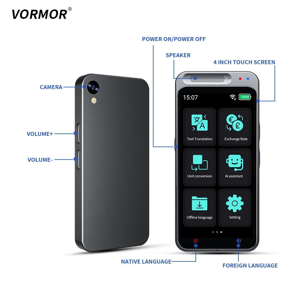 Z6 Voice Translator Device 138 National Languages Intelligent Translator Real-time Recording Text Translation Business Travel