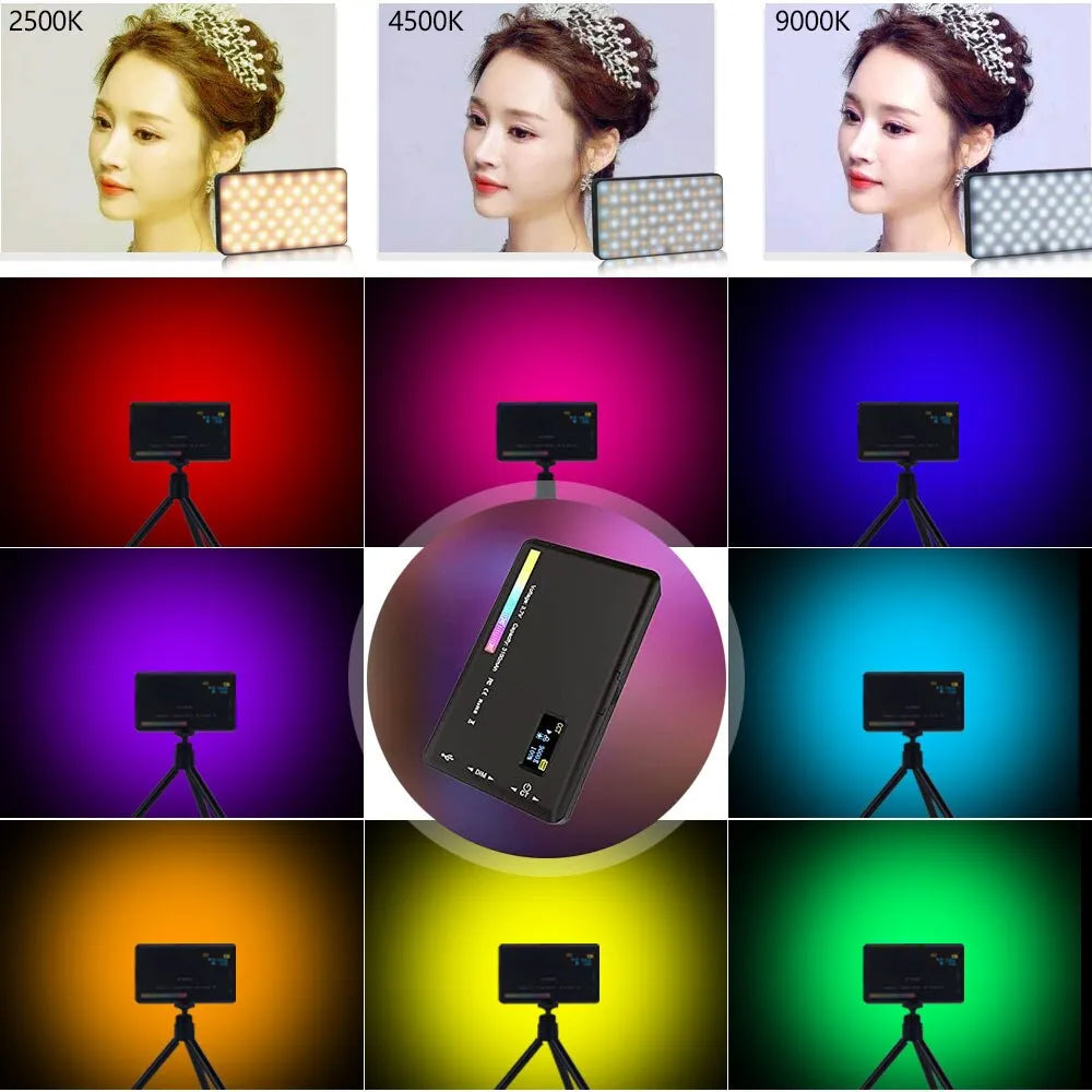 LUXCEO W140 LED RGB Video Light 0-360° Full Color 2500 to 9000K 8W 3100mAh Photography Camera Light Dimmable Pocket Panel Lights