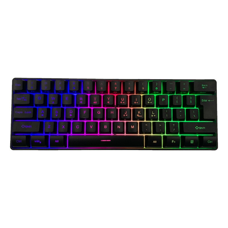 61 Key K401 for PC Laptop Desktop Wired Gaming Film Keyboard RGB Illuminated Keyboard 60% PC Gaming Keys