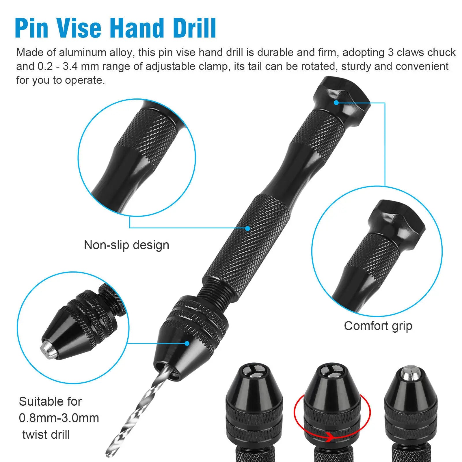 Micro Mini Hand Drill Bits Set Manual Pin Vise Woodworking for Model Resin Jewelry Hole Maker Puncher Craft Tools Mini Bit Box