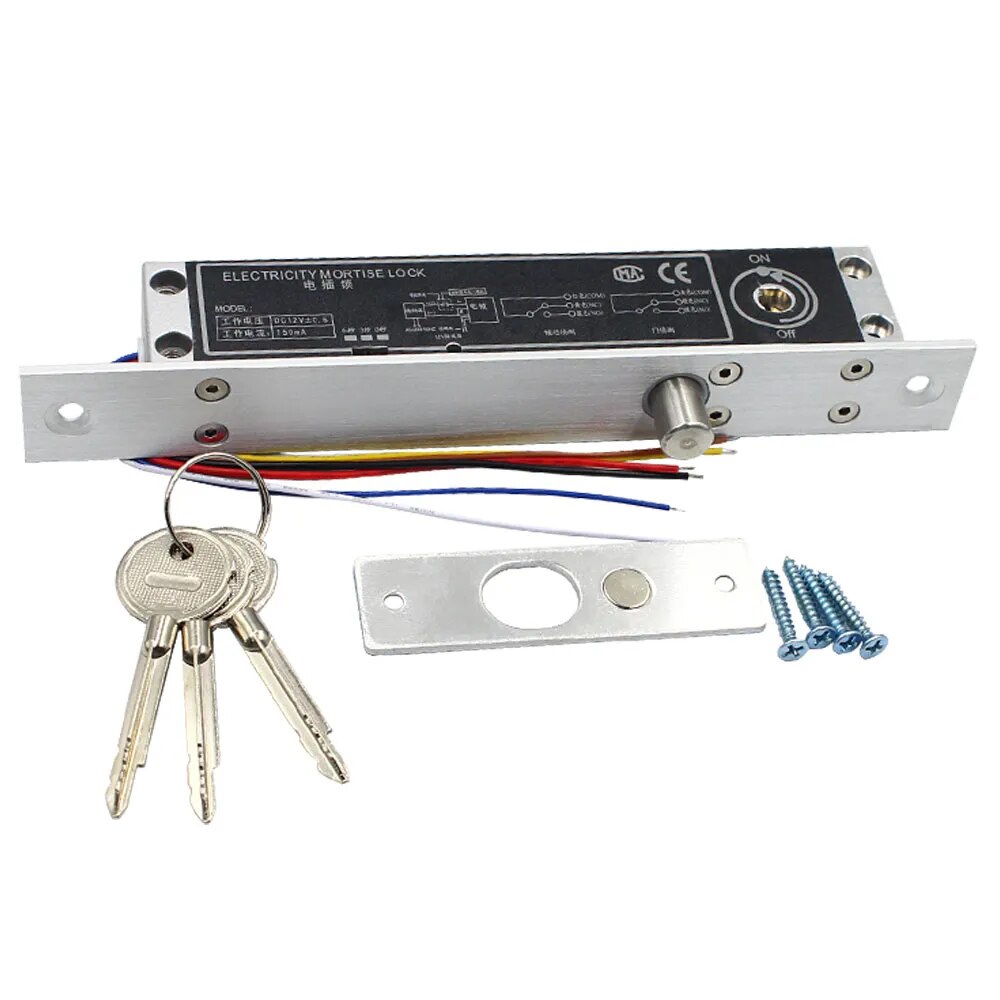 DC 12V Fail Secure Electric Drop Bolt Lock Cylinder Deadbolt Lock With Key Door Contact Output for Home Access Control System