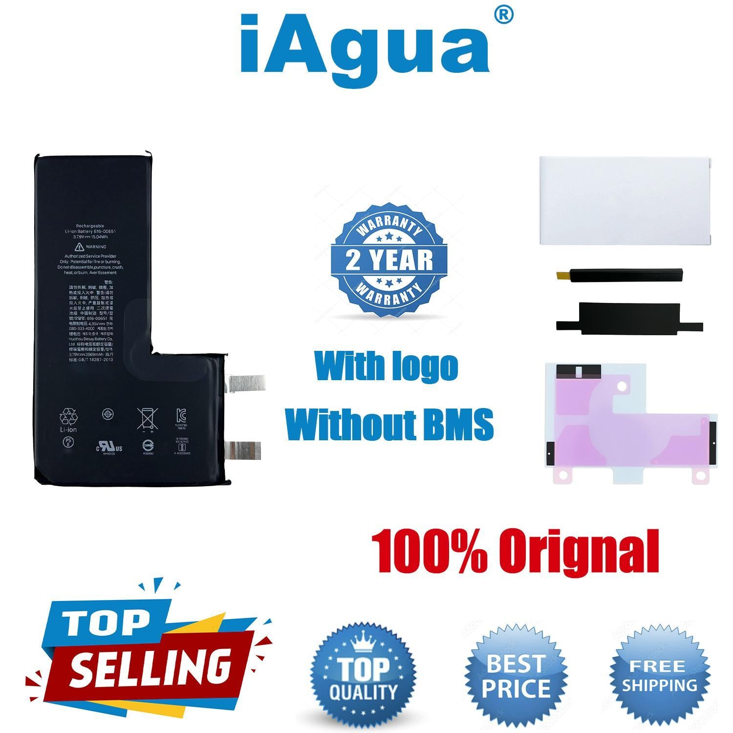 100pcs Orignal Battery Cell for iPhone 11 12 13 Pro Max without Bms No Flex Repair Bateria Health Fix  XR XSmax