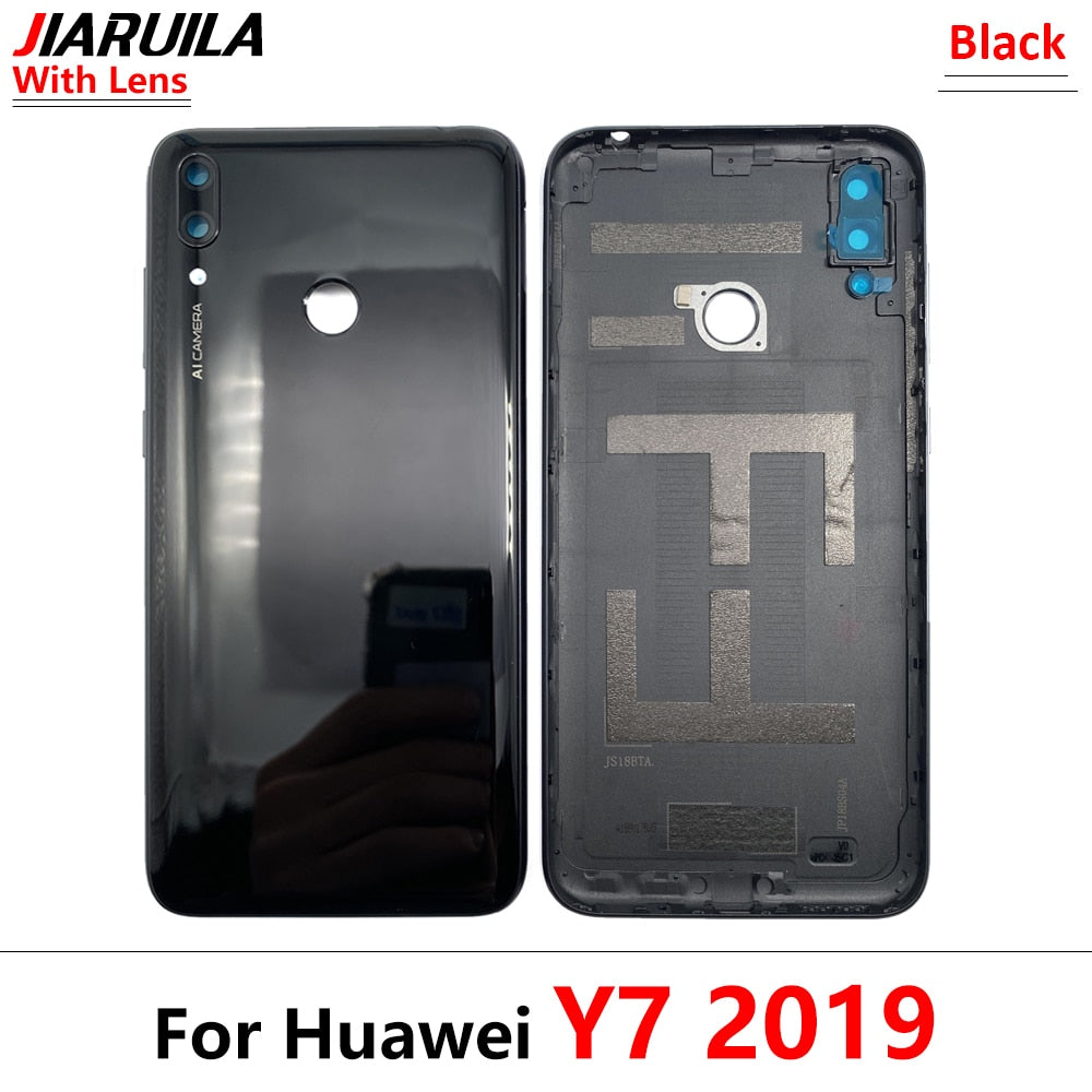 NEW Battery Back Cover Rear Door Replacement Housing Case With Camera Lens + Side Button key For Huawei Y6 Y5 Y7 2019 With Logo