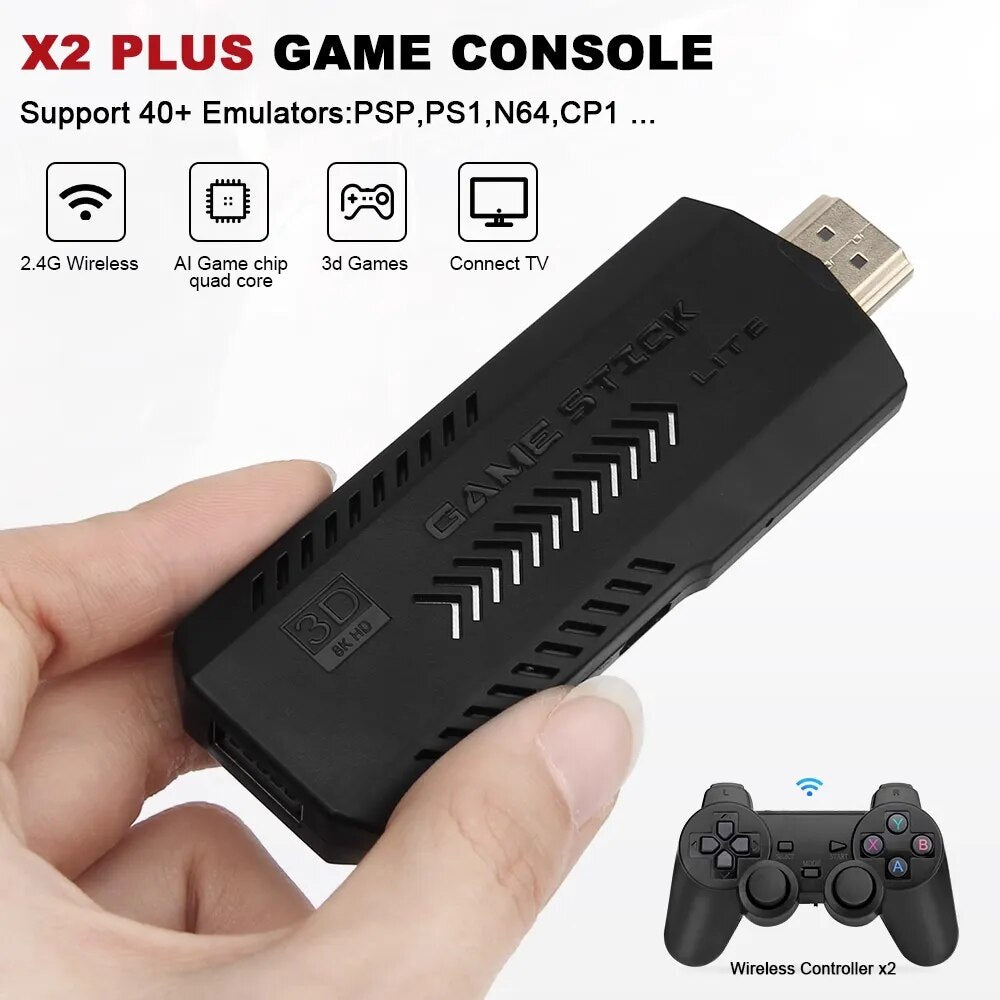 GD10 X2 Video Game Console Built-in 40000 Retro Handheld Game Player Console Wireless Controller TV Game Stick 4KHD for PSP/GBA