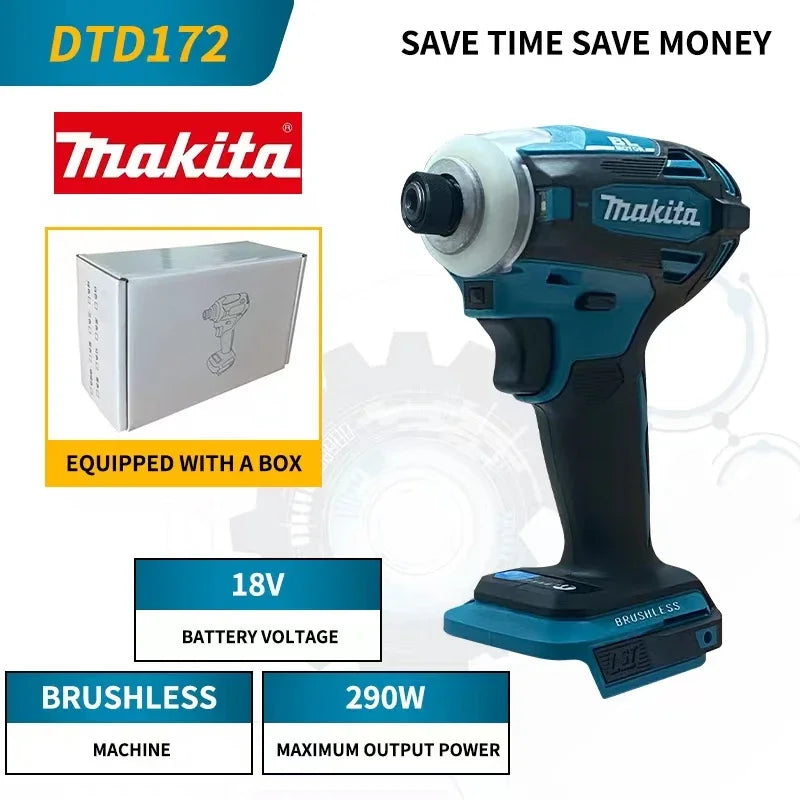 2024 Makita DTD172 Brushless screwdriver 18V impact driver Multi-function drill 180Nm rechargeable electric wrench Power tools