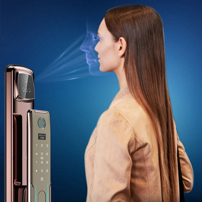 Auto Wifi Fingerprint Electronice Face Recognition Door Lock Keyless Entry Security Home Alarm Password Gate Lock For Apartment