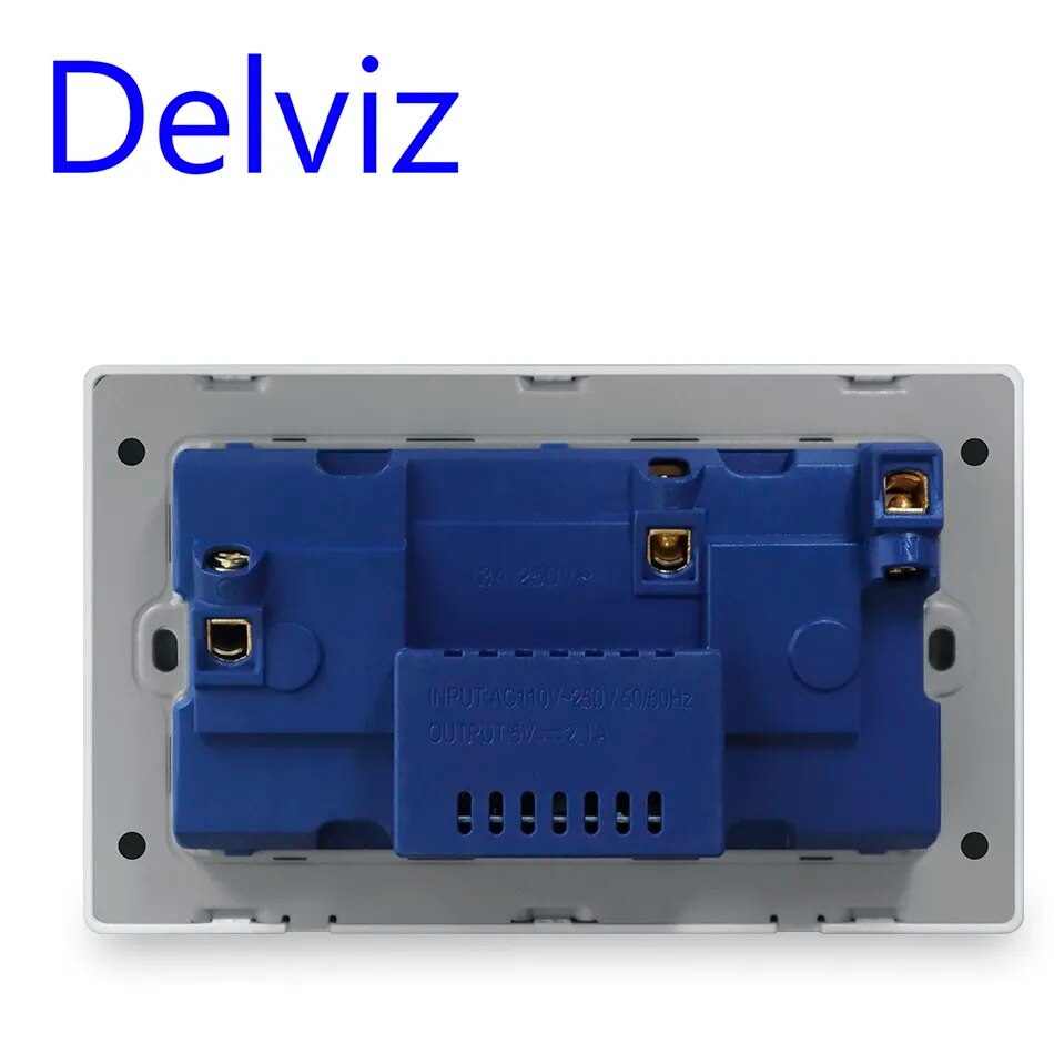 Delviz 18W Type-C Wall Outlet, 4A Smart Quick Charge interface, Universal Dual Socket,Switch control, 1A1C USB Port Power Socket