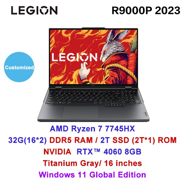 2023 Lenovo Legion R9000P 16inch Esports Gaming Laptop R7 7745HX 32GB 2T Notebook GeForce RTX 4060 TrueStrike Keyboard Computer
