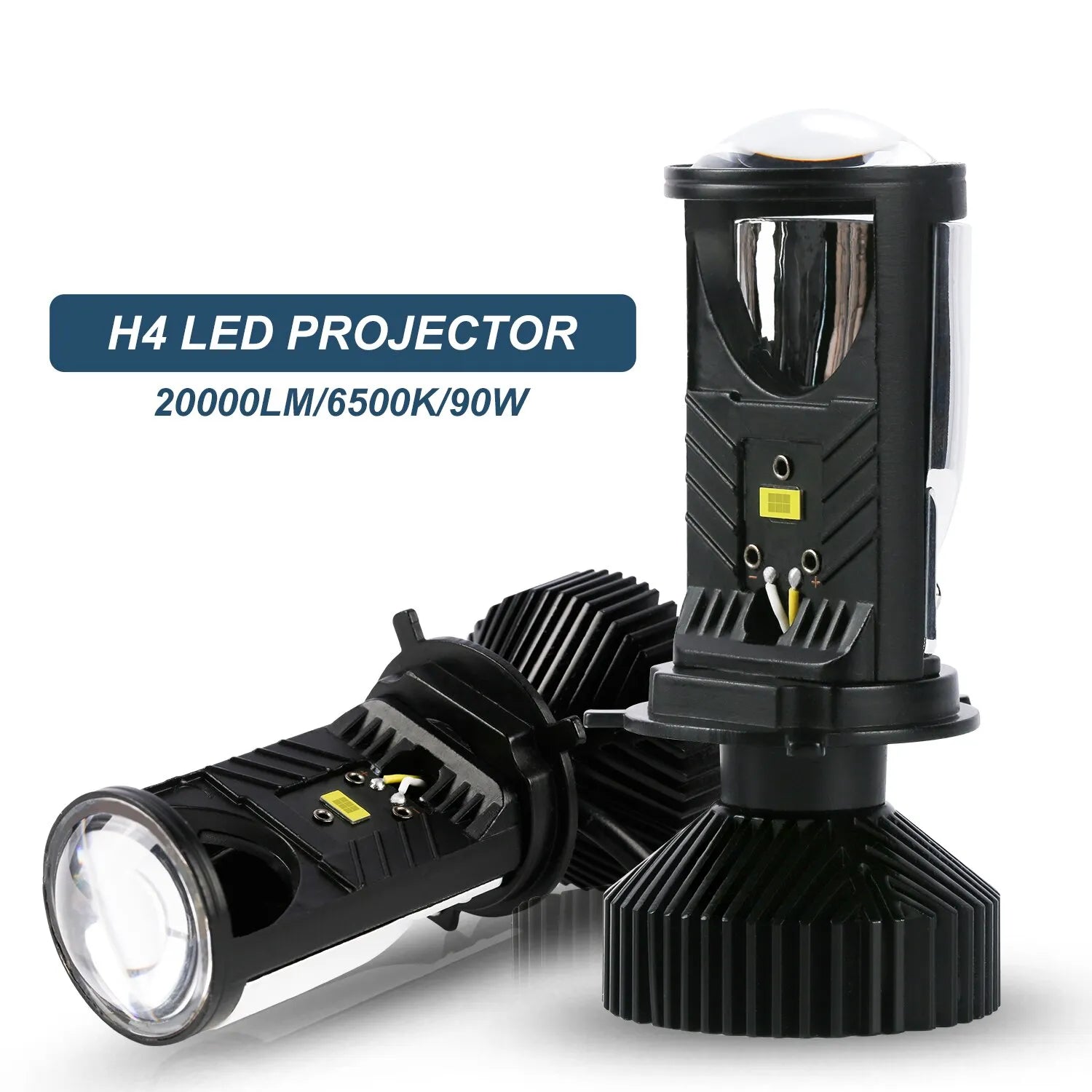 Y6D H4 LED Projector Headlight Projector Lens with Fan Cooling 90W Automobile Hi Lo Beam Bulb 12V 6000K RHD LHD