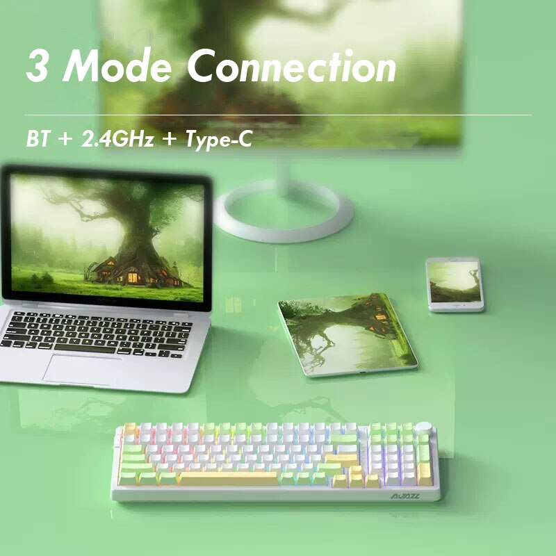 Ajazz AK992 92 Keys DIY Switch Keyboard Red Green Brown Shaft Hot-swap Mechanical Keyboard with RGB/White/No Backlit Optional