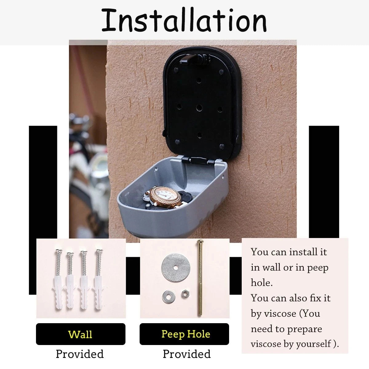 Key Safe Box Wall Mounted Aluminum alloy Key Lock Box 4 Digit Combination Key Storage Lock Box Indoor Outdoor Keys Storage Box