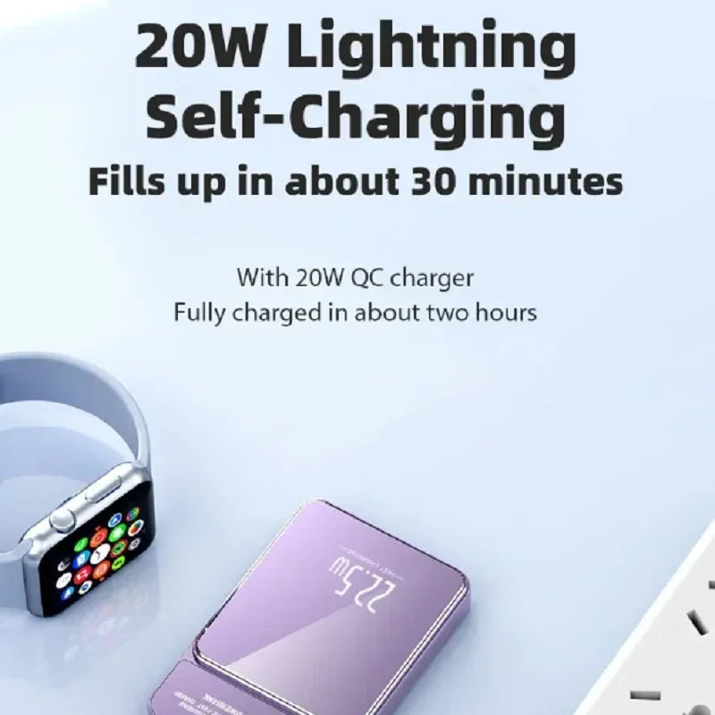Lenovo 30000mah Magnetic Wireless Charger Power Bank 22.5w Fast Charging For Iphone15 14 Huawei Xiaomi Samsung Mini Powerbank