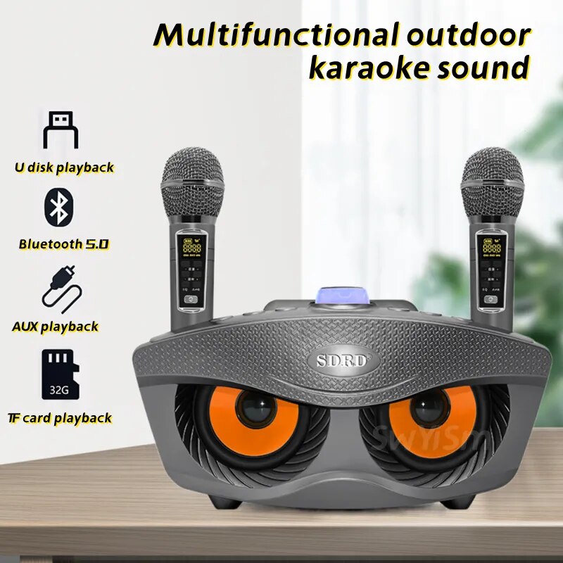 SD306Plus Professional Karaoke Machine Wireless Bluetooth Speaker With Dual Mic Outdoor Home KTV System Portable Music Player