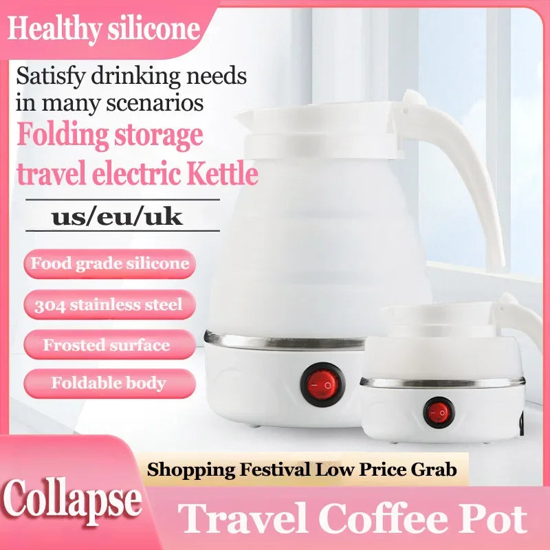 220V 0.6L Foldable Electric Espresso Pots Portable Travel Essentials Kettle Adjust Temperature Coffee Pot Tea Coffeeware Teaware