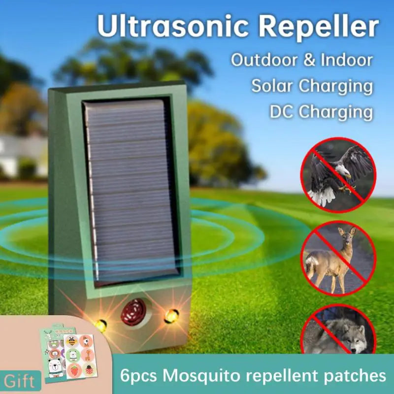 Solar Powered Ultrasonic Electronic Bird Repellent IP58 Waterproof Pigeon Deterrent Strong LED Flashing Pest For Yard Control