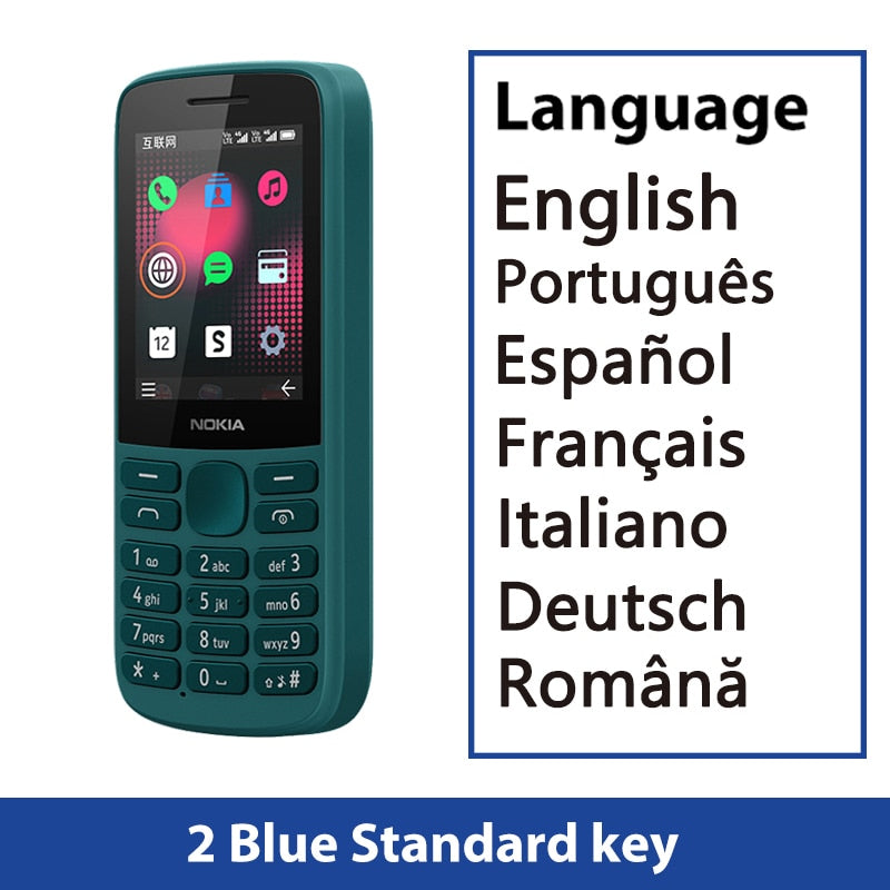 Global Rom New Original Nokia 215 4G Mobile Phone 2.4 Inch Bluetooth FM Radio 1150mAh Bettery Dual SIM Feature Push-button Phone
