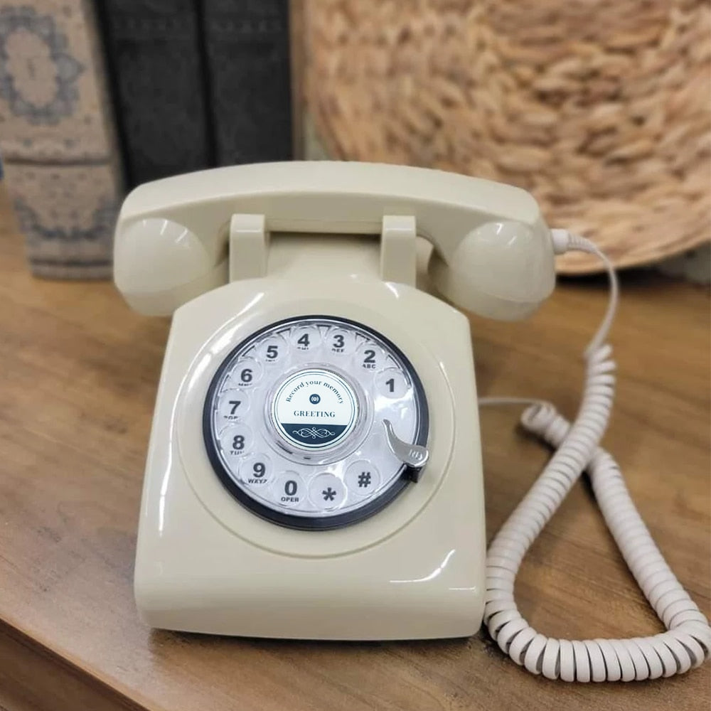 Wholesale Wedding beige Recorder Audio Guestbook Antique Telephones with Recording Function Retro Keypad Phone