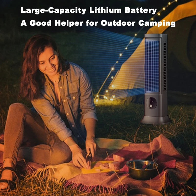 Table Tower Fan Portable Rechargeable Air Conditioner Desktop Bladeless Fan Wireless Air Cooling Electric Tower Fan for Summer