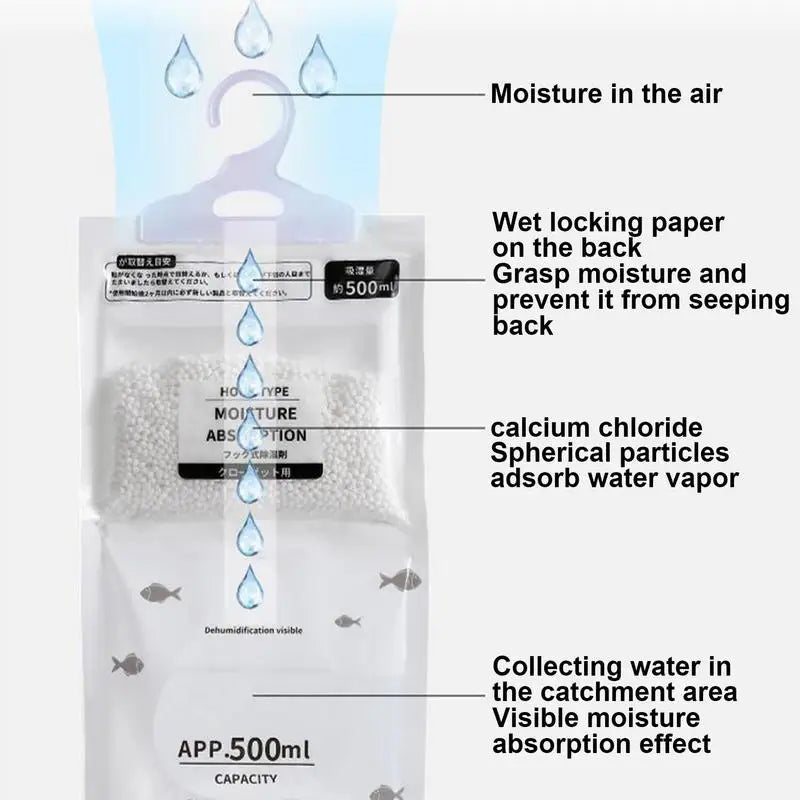Drying Agent Hygroscopic Anti-Mold Desiccant Bags New Hanging Wardrobe Hanging Moisture Bag Closet Cabinet Wardrobe Dehumidifier