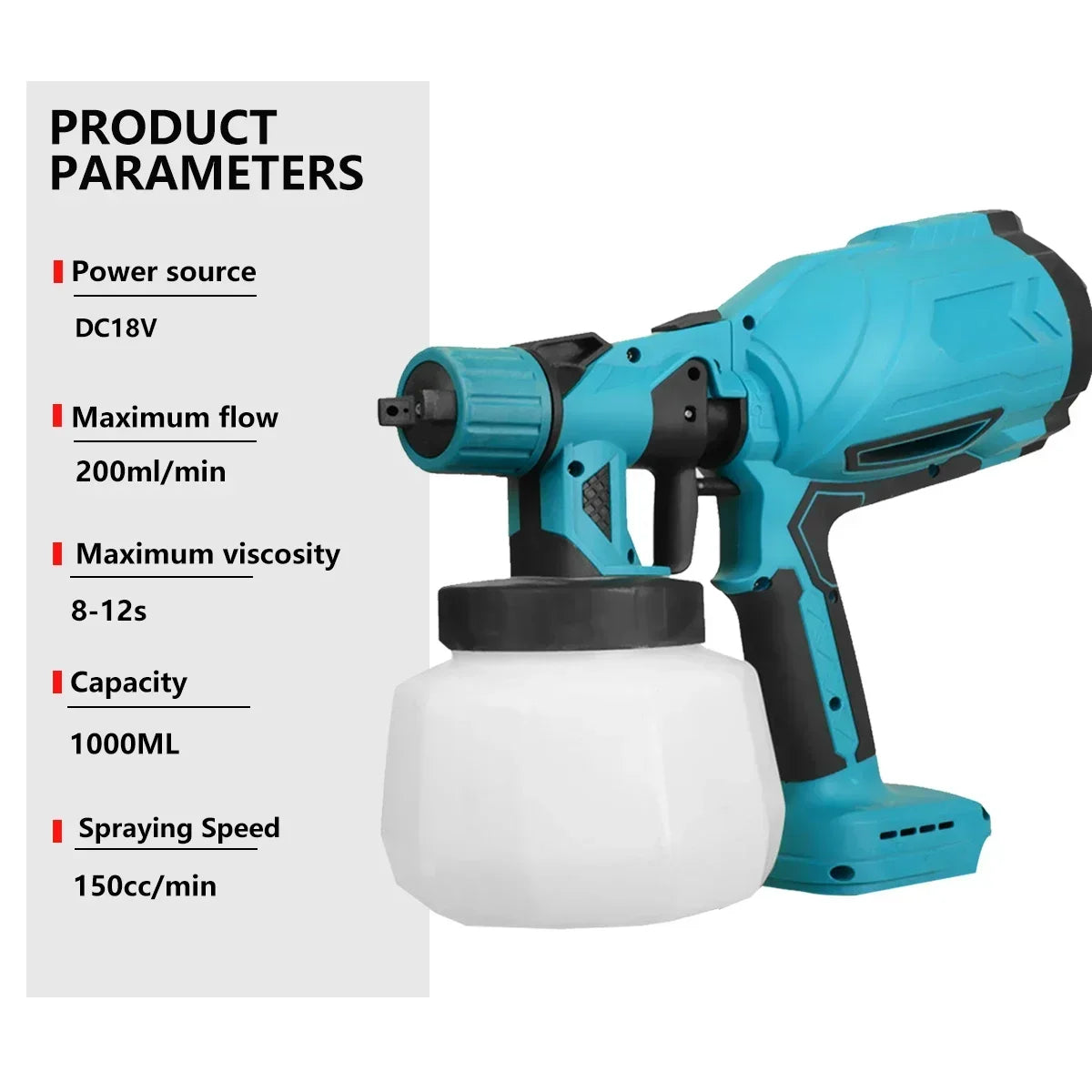 1000ML Electric Cordless Paint Sprayer Gun for Wood Fence Furniture Cabinets Walls Coating Airbrush without Battery For Makita