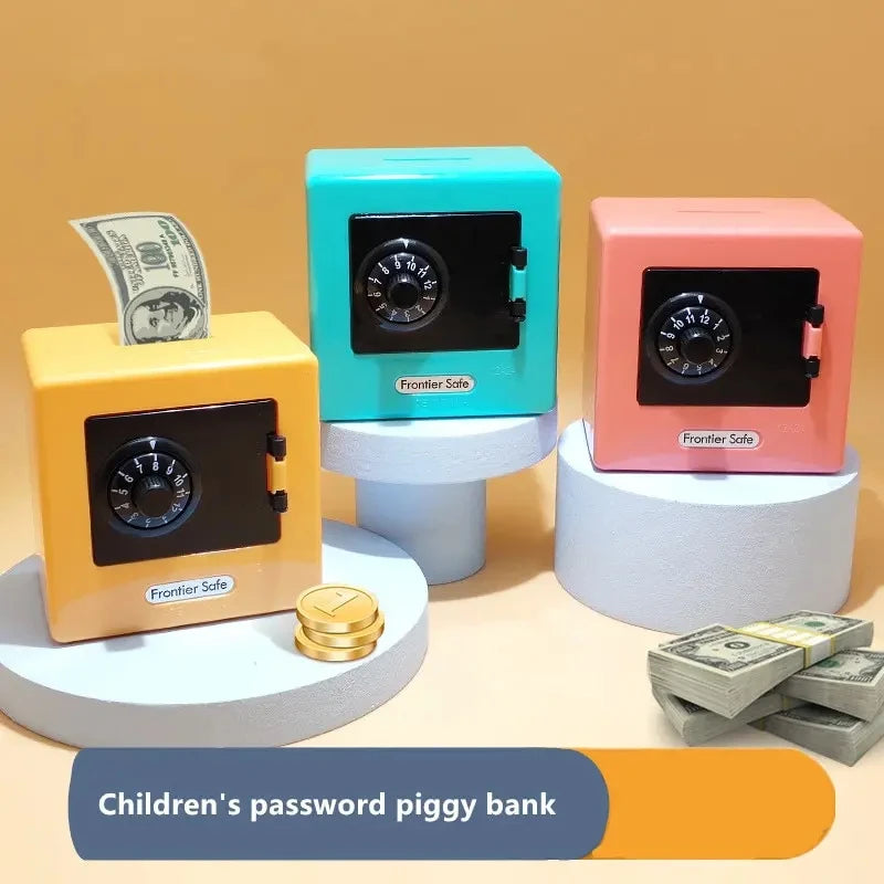 Mini Bank Money Box Retro Atm Rotating Password Cash Coins Saving Box Bank Safe Box Automatic Deposit Banknote Christmas Gift