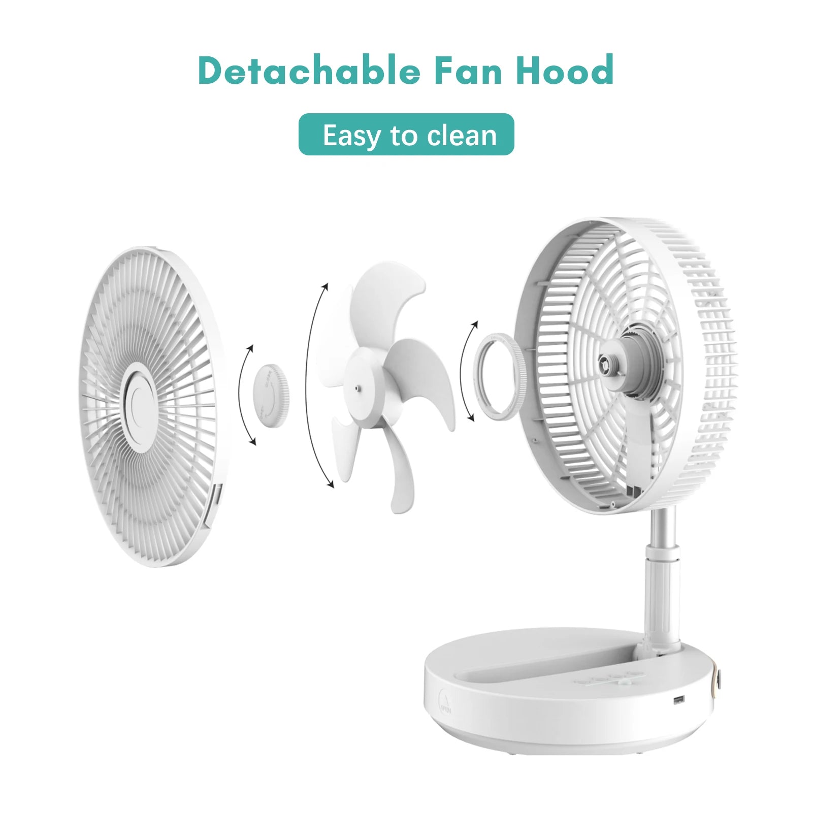 P2000 Standing Fan Foldable Oscillation Telescopic Floor Fan Support 4 Speed Timer 180° Back Rotate Fan Low Noise Pedestal Fans