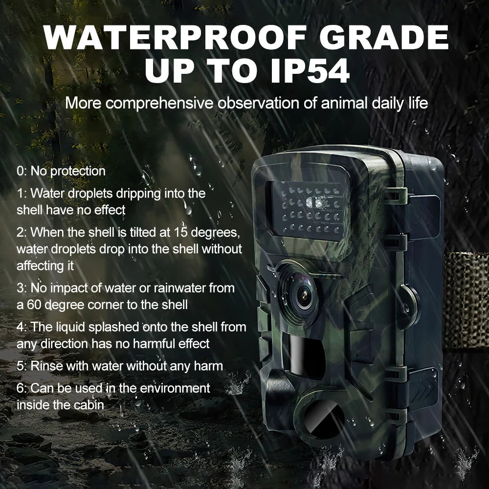 PR700 Waterproof 16MP Wildlife Camera Night Vision Trail Camera Motion Activated Scouting Hunting Cam 0.3S Trigger Photo Traps