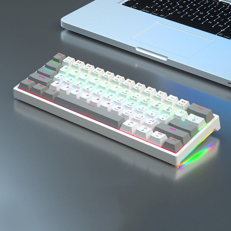RGB Mechanical Keyboard 61/68 Key Portable Green/red/tea Switch Hot Swappable Wired Computer Laptop Office Game Esports