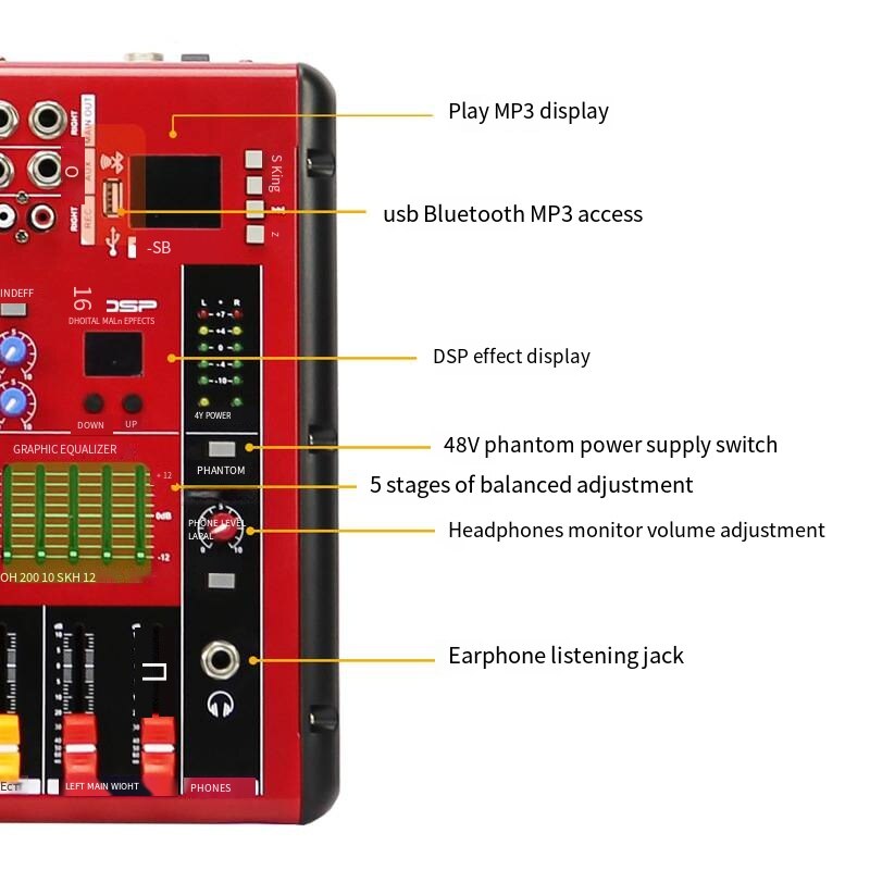 Dsp Audio Processor Hybrid Bluetooth Sound Console 48v Power Home Conferencing Sound System Portable system 4/6/8 channel