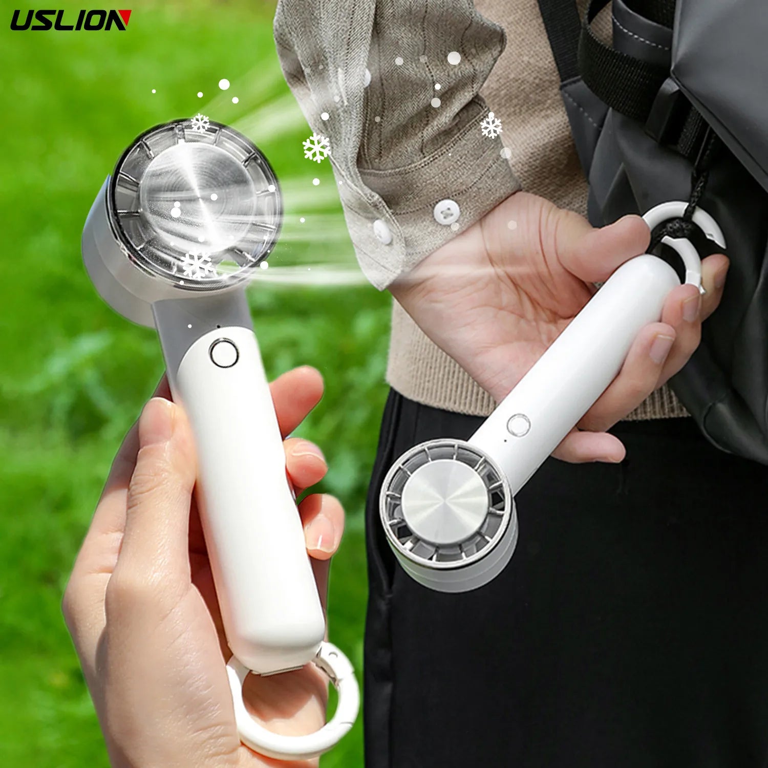 USLION Portable Electric Fan Semiconductor Refrigeration Handheld Fan 2000mAh USB Rechargeable Cooling Fan Air Cooler Outdoor