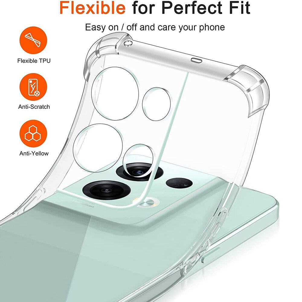 Clear Case For Oppo Reno 8 Pro 5G Case Reno8 Reno 8 Lite 8Z 5G Thick Shockproof Soft Silicone Phone Cover for Reno 7 4G 7 Pro 7Z