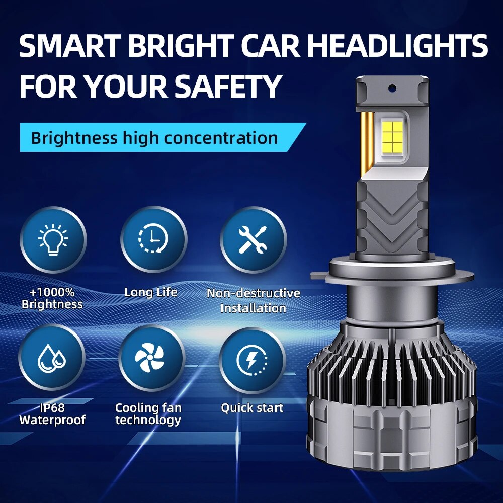 800W K7C H7 LED Canbus LED Headlight 500000LM H4 H11 Bright Car Bulbs HB3 9005 HB4 9006 H8 9012 HIR2 H1 H3 Car Headlight Bulb